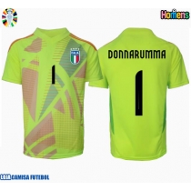 Camisa de Futebol Itália Gianluigi Donnarumma #1 Goleiro Equipamento Principal Europeu 2024 Manga Curta